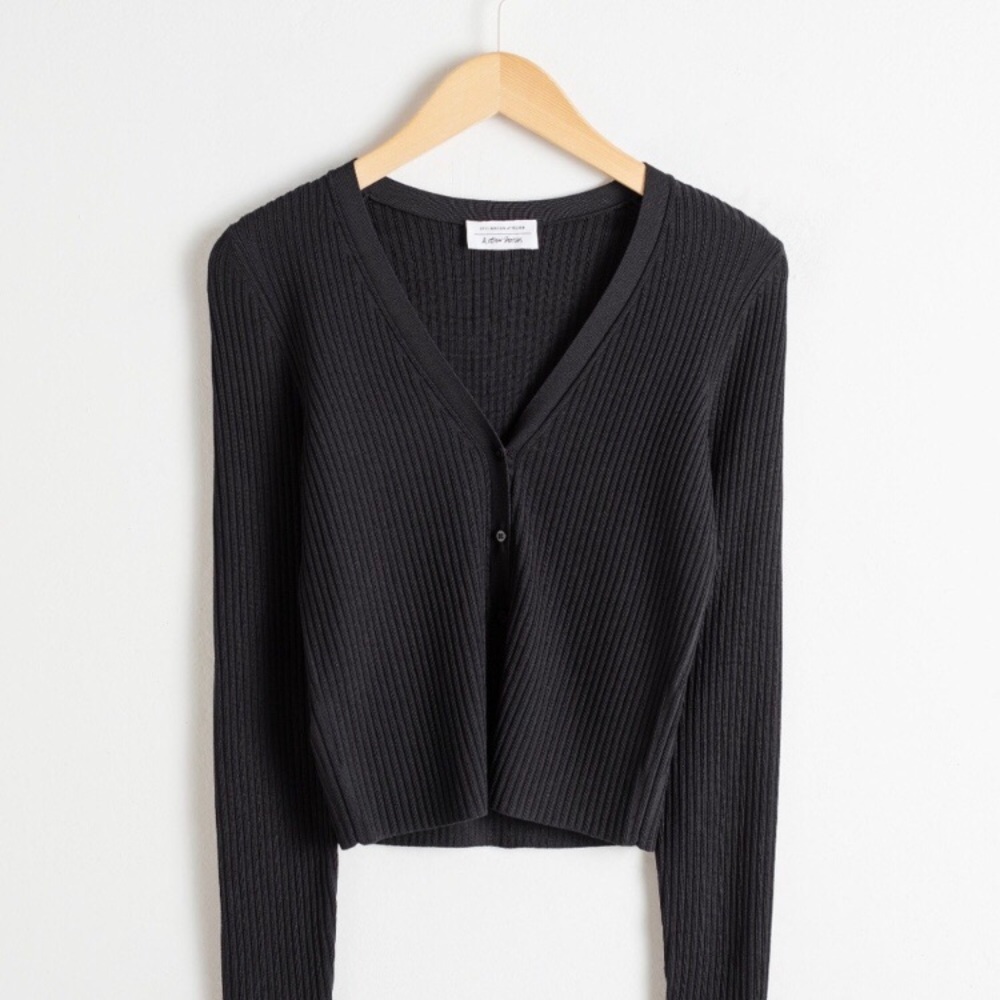 NWT & Other Stories Cropped Black Cardigan